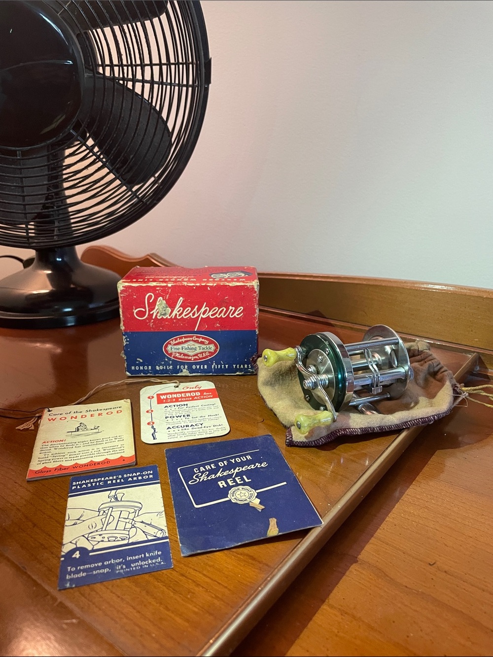 Vintage Fishing Reel with Red Box